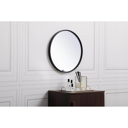 Elegant Decor Metal Frame Round Mirror 18 Inch In Black MR4818BK